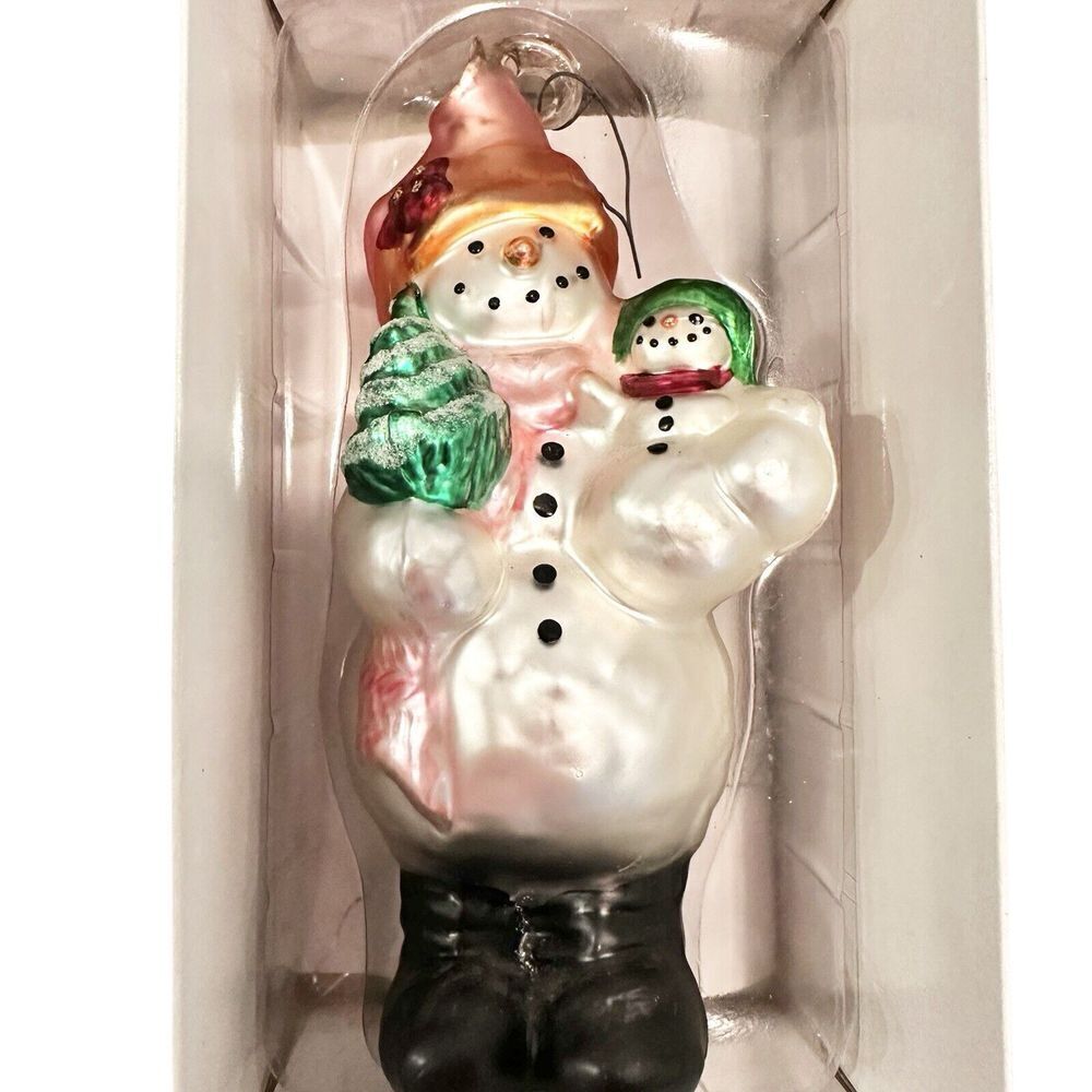 Vintage Department 56 Snowman Blown Mercury Glass Ornament 7"